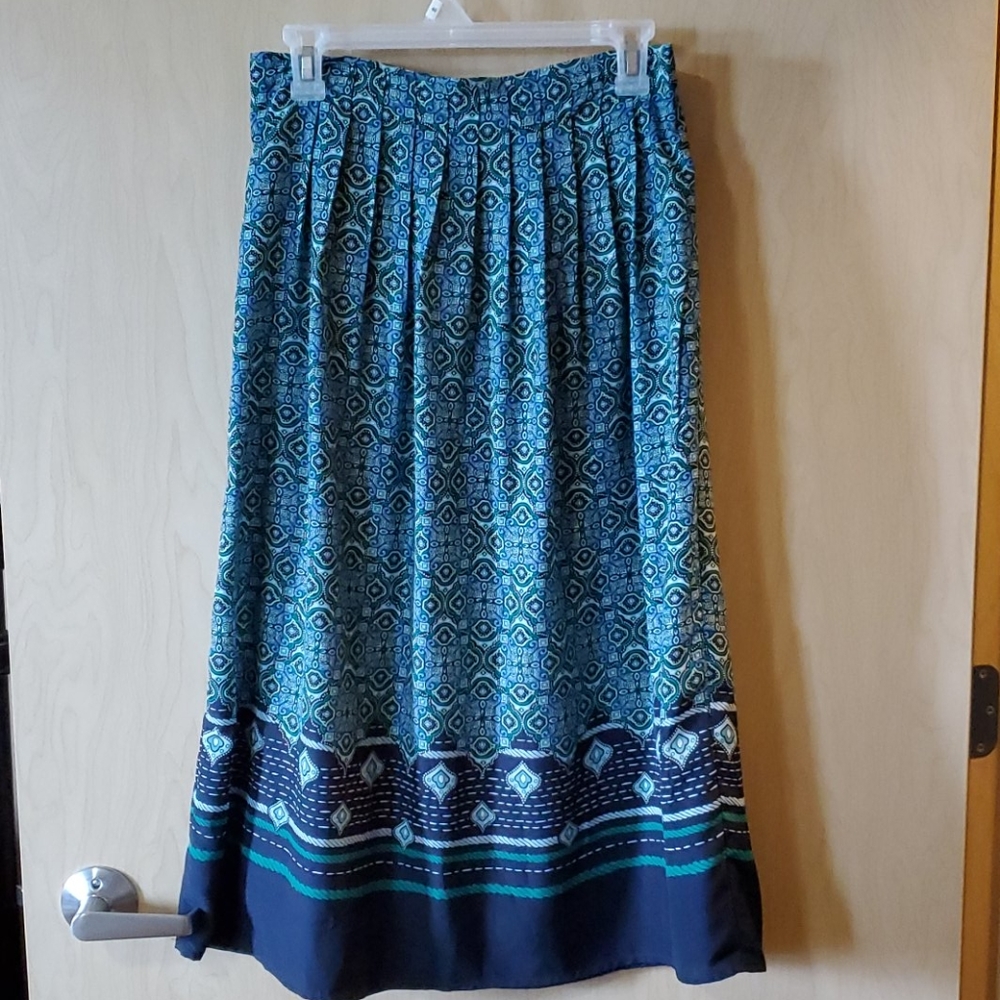 NWOT Green and Blue A-line Skirt